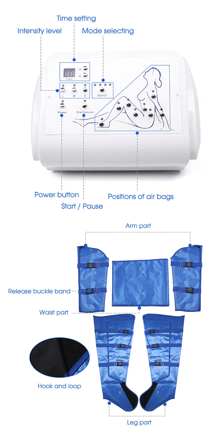 Adjustable control panel for comfortable use, featuring time setting, intensity level, mode selection, and power button.