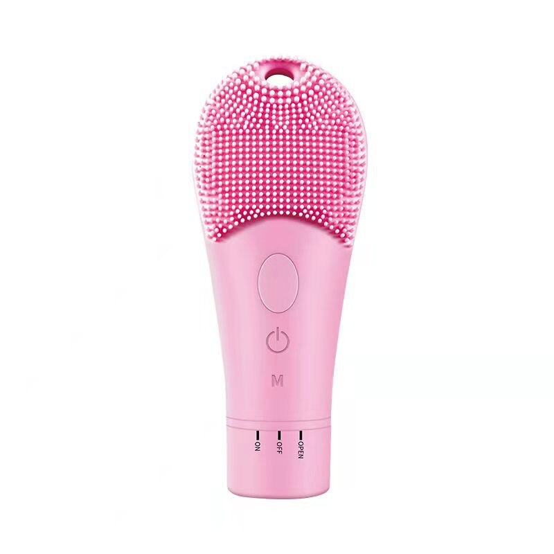 Electric Facial Cleansing Skin Care Face Brush Ultrasonic Silicone High Frequency Vibration Heating Massager Pore Face Cleaner