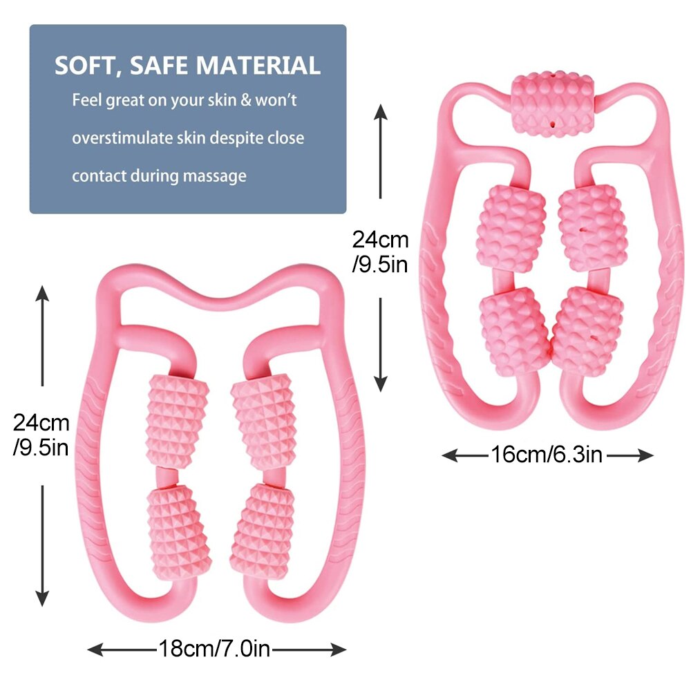 Rouleau de massage musculaire pour tissus profonds Rouleau de massage manuel en mousse à double angle à 360 ° pour les jambes, le cou, le bras, la taille