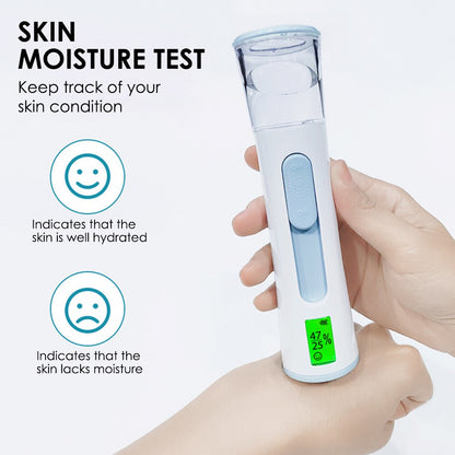 LED Mini Nano Mist Sprayer Portable Rechargeable Double Spray Head Facial Steamer Moisturizer Air Humidifier Cooler Skin Tester