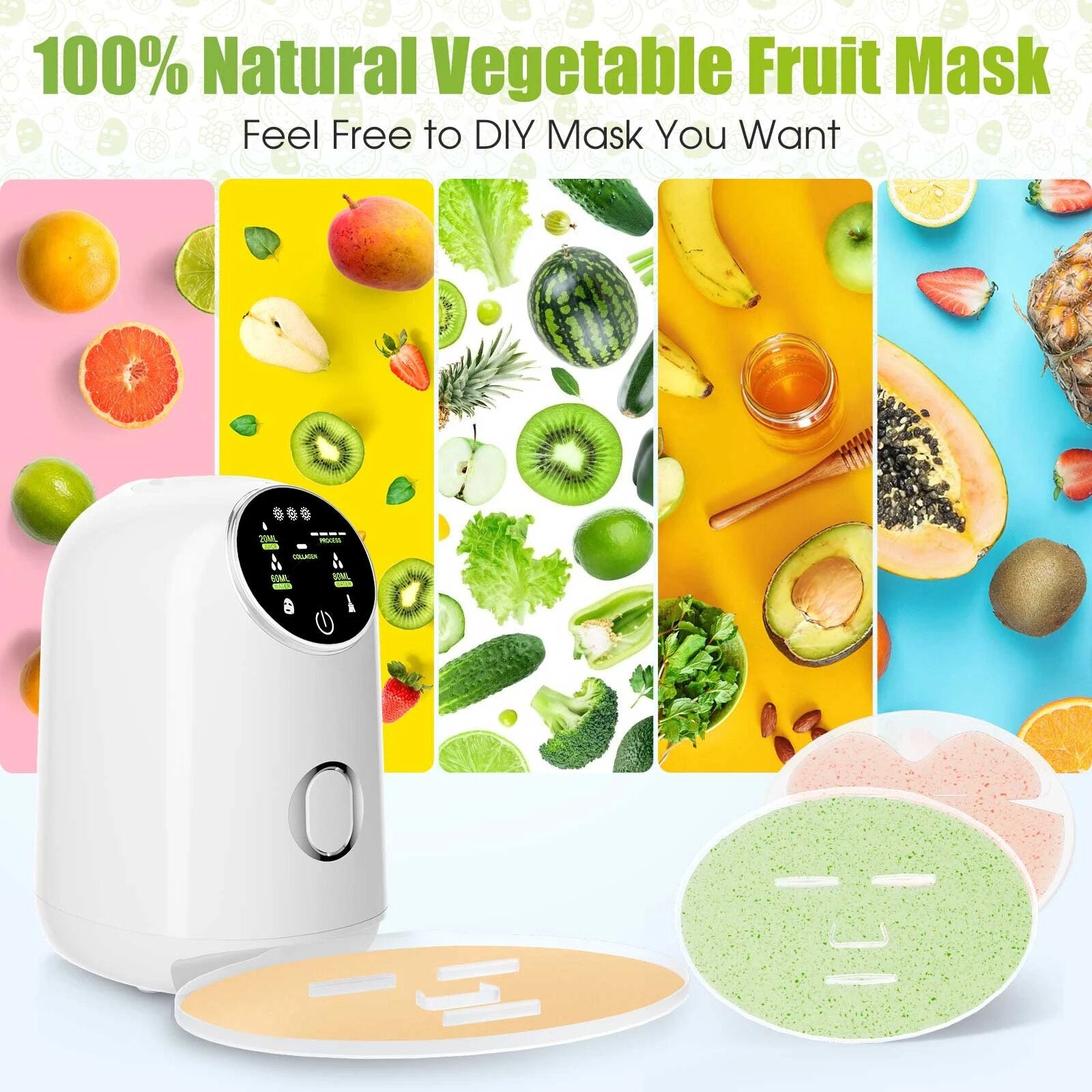 100% Natural Vegetable Fruit Mask Feel Free to DIY Mask You Want