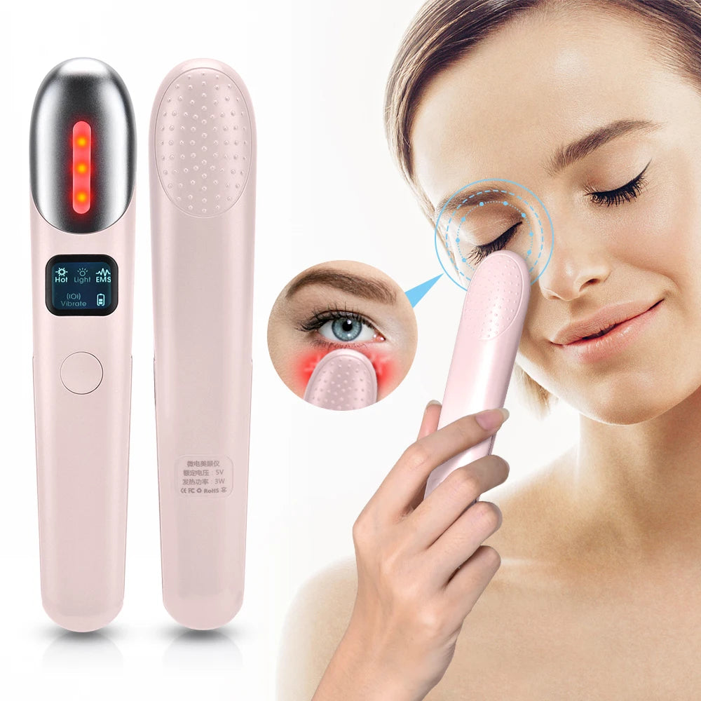 Relax and rejuvenate eyes with this device combining LED light, heat, and vibration.