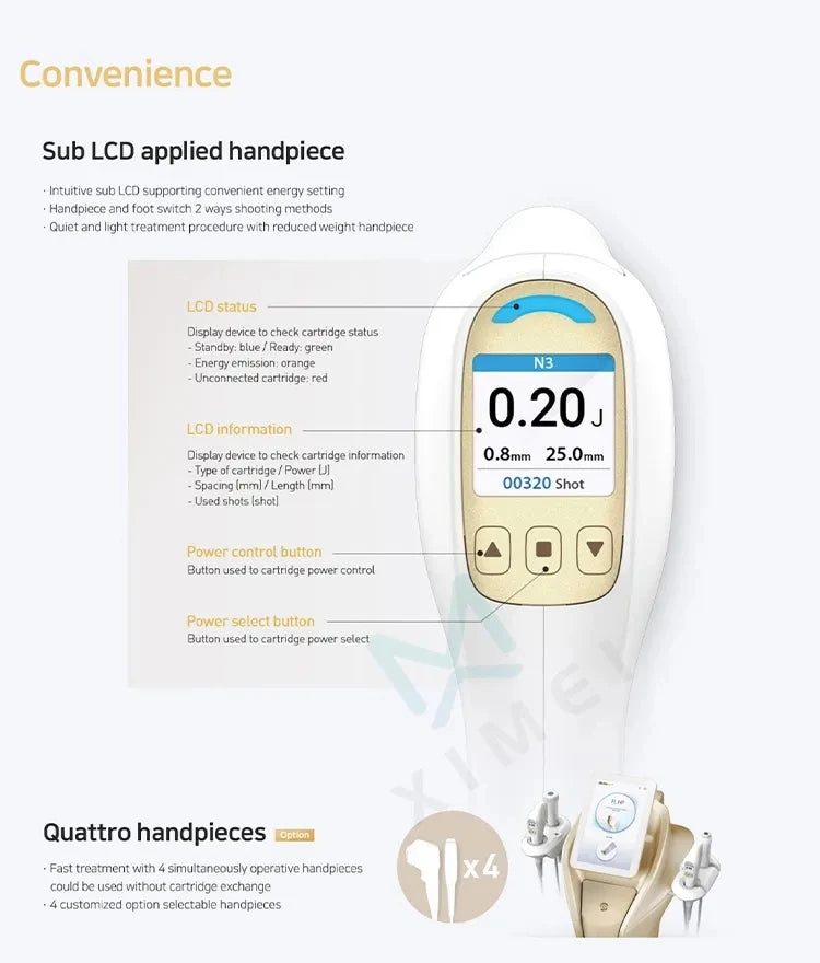 Multifunctional face lifter for anti-wrinkle removal, massage and exfoliation, with 10 cartridges.