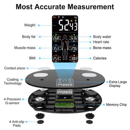 INSMART Body Fat Scale Weight Scale Balance Smart Scales with Screen for Body Weight BMI Digital Bluetooth Bathroom Scales