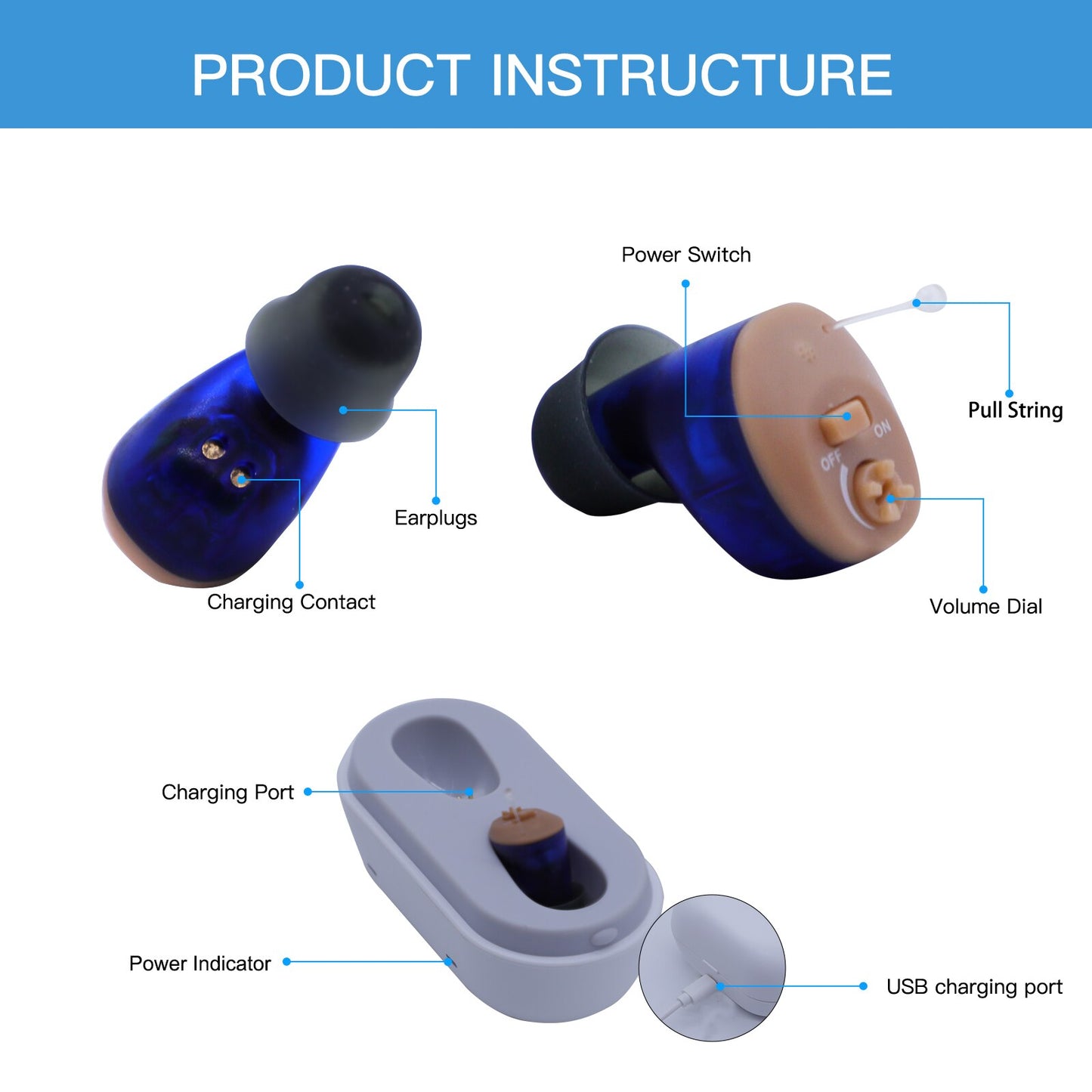 Hearing Aid Rechargeable Intelligent Hearing Aids Digital Sound Amplifier For Elderly Deafness Severe Loss Hearing Device audifo