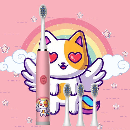 Children Sonic Electric Toothbrush Colorful Cartoon For Kids Ultrasonic Soft Fur Automatic Waterproof With Replacement Heads