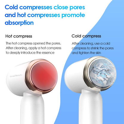 Ultrasonic Electric Face Cleansing Brush Hot Cool Sonic Facial Exfoliating 6 In 1 Face Cleaner Skin Rejuvenation Massage