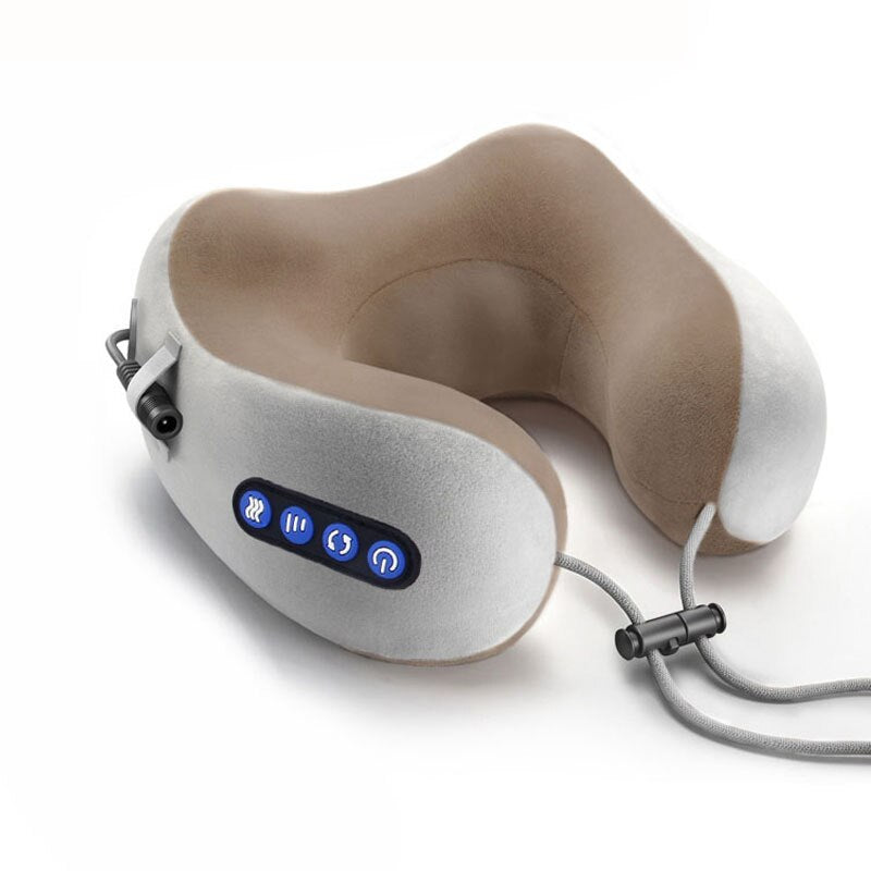 Neck Massager Travel Pillow U-Shaped Memory Foam Neck Pillow Electric Massager for Muscle Shoulder Relaxing Pain Stress Relief