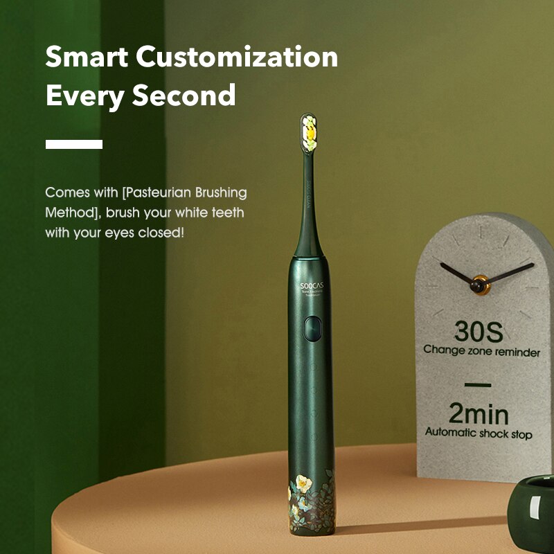 SOOCAS Van Gogh X3U Electric Toothbrush Green Ultrasonic Sonic Tooth Brush Upgraded Type-c Fast Chargeable Adult IPX7 Waterproof