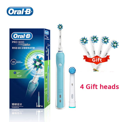 Oral B Electric Toothbrush Pro 600 Toothbrush Inductive Charge Brush Rotation Clean Teeth Brush with Replaceament Brush Head