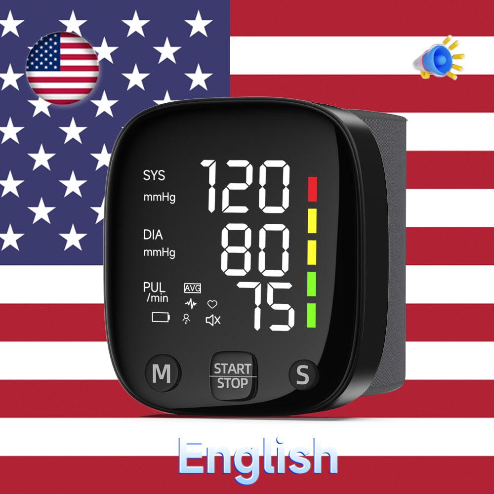 Yongrow New LED Rechargeable Wrist Blood Pressure Monitor English/Russian Voice Broadcast Tonometer  BP Monitor Sphygmomanometer