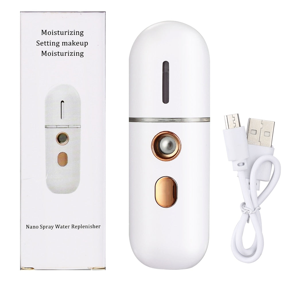 Mini Face Steamer USB Rechargeable Humidifier Nano Nebulizer Portable Cold Spray Moisturizing Beauty Instruments Skin Care Tool