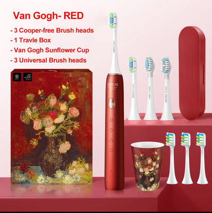 SOOCAS Van Gogh X3U Electric Toothbrush Green Ultrasonic Sonic Tooth Brush Upgraded Type-c Fast Chargeable Adult IPX7 Waterproof