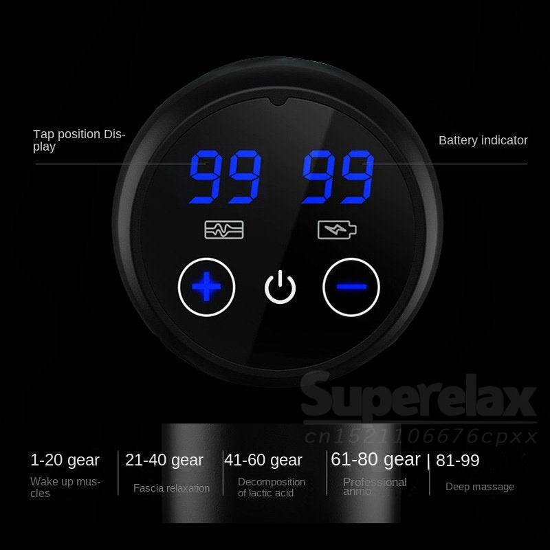 Tap position Dis- Battery indicator play 99 99 Superelax 