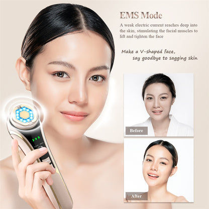 EMS Mode A weak electric current reaches into the skin, stimulating