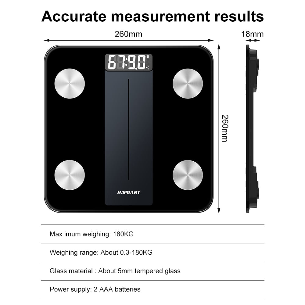 Balança de equilíbrio de peso corporal INSMART Balança de banheiro inteligente Balança corporal Digital IMC Peso de gordura corporal Balança de peso Bluetooth para humanos