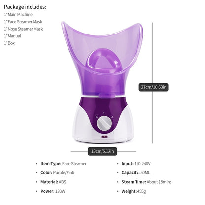 Package includes: 1*Main Machine 1*Face Steamer