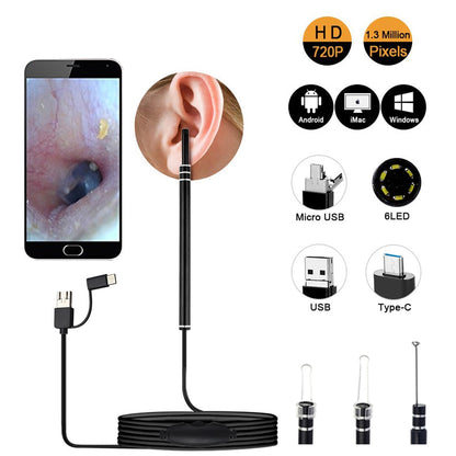 Smart HD Visual Ear Wax Cleaning Ear Cleaner Ear Stick Endoscópio Earpick Otoscópio digital Ferramenta de remoção de cera de ouvido com câmera