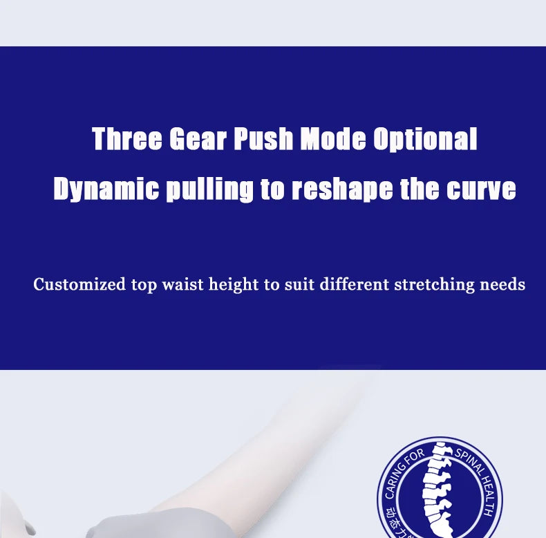 Adjustable features for customized stretching sessions with options for gear push, top waist height, and dynamic pulling.