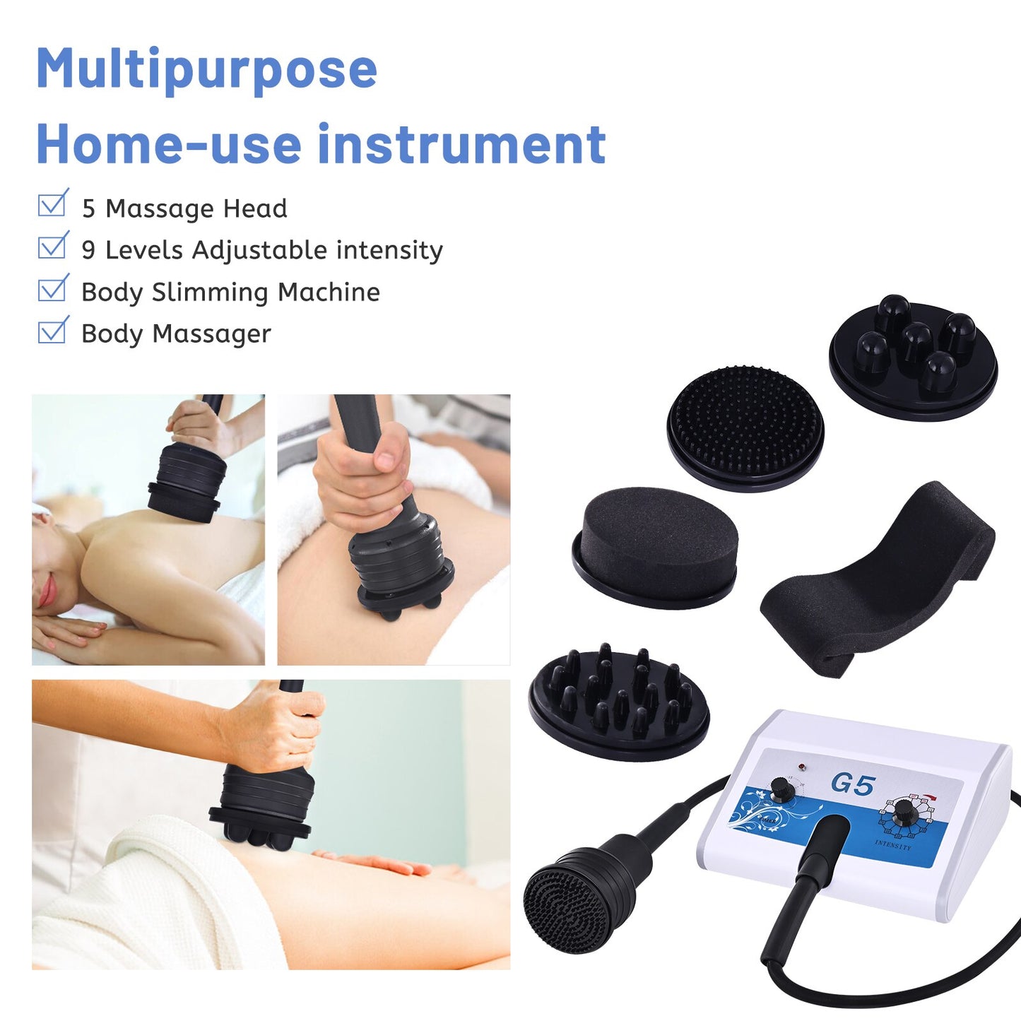 Multipurpose Home-use instrument 5 Massage Head 9 Levels Adjustable