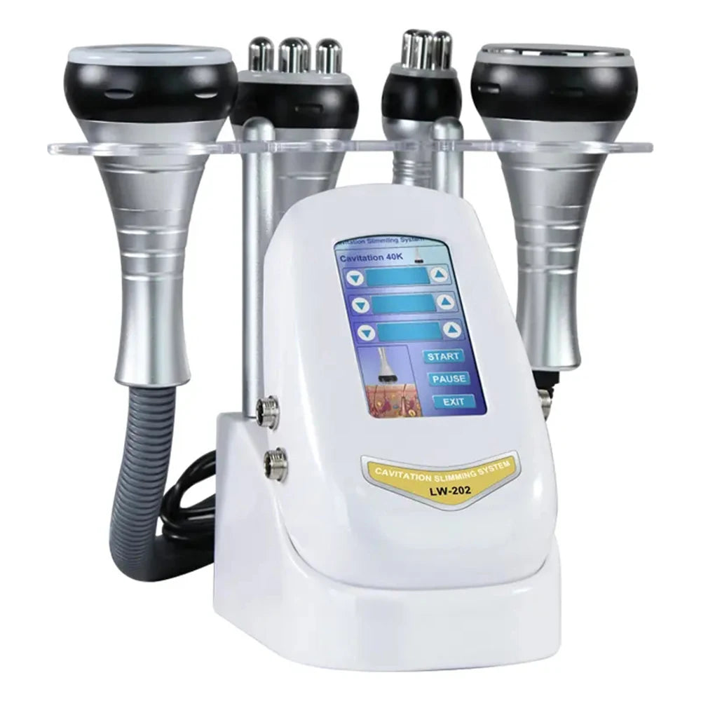 Ultrasonic cavitation machine for body slimming, skin tightening, and face lifting.