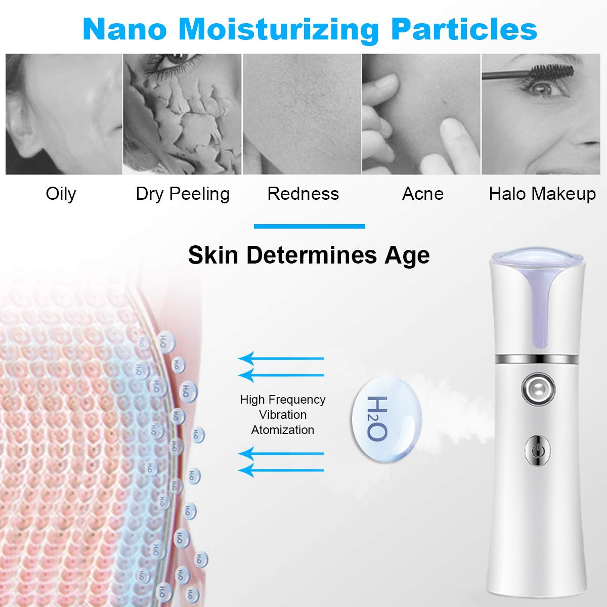 Nano Mist Facial Sprayer USB Humidifier Rechargeable Nebulizer Face Steamer Moisturizing Beauty Instruments Face Skin Care Tools