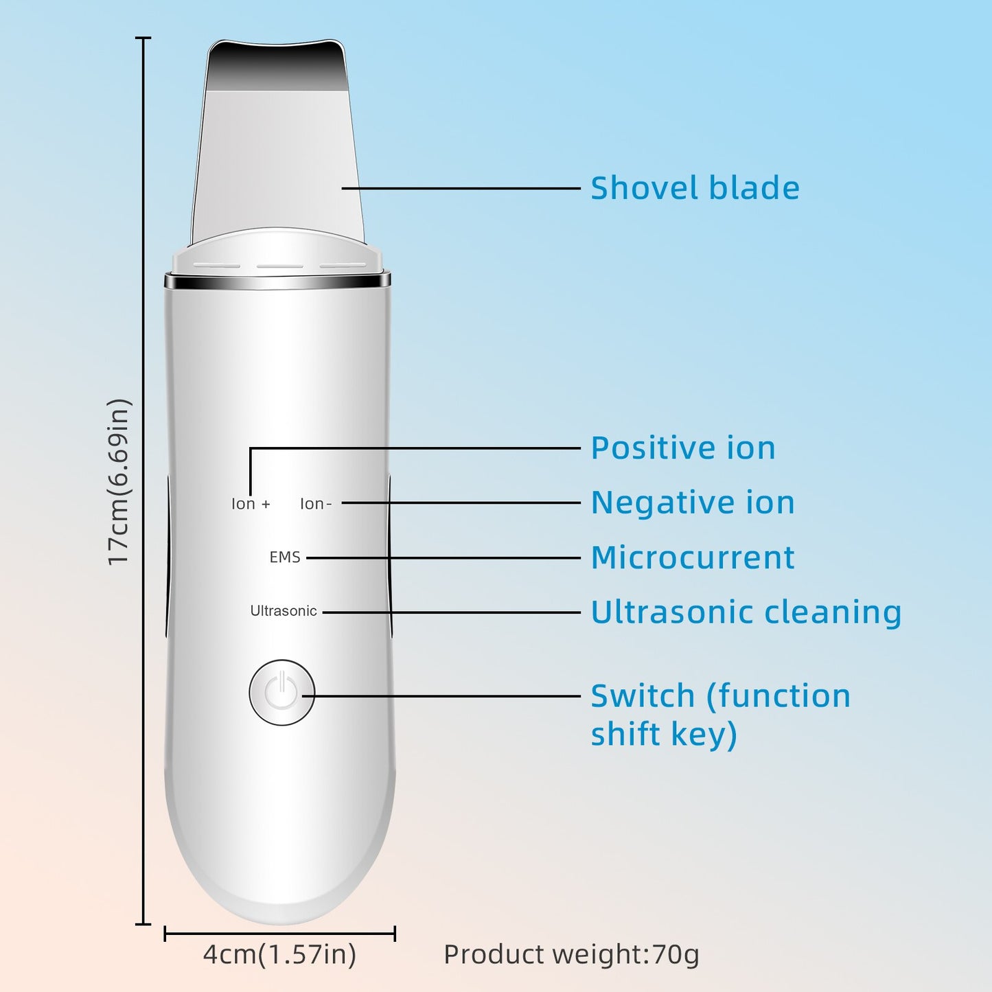 Scrubber per la pelle del viso a ioni ultrasonici EMS Esfoliante elettrico Detergente per pori Dispositivo di bellezza ricaricabile per la rimozione di punti neri