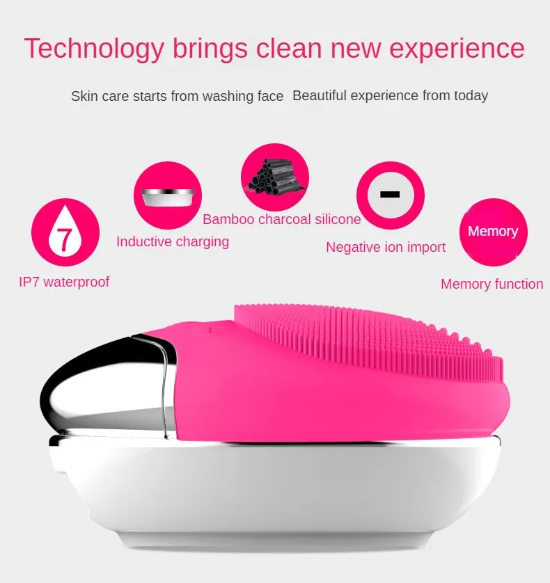 Advanced sonic brush for water-resistant and rechargeable skin cleansing.