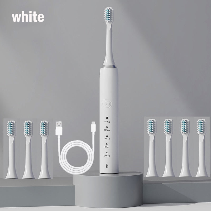 The New Ultrasonic Sonic Electric Toothbrush Rechargeable Tooth Brushes Adult Timer Brush Washable Electronic Whitening Teeth