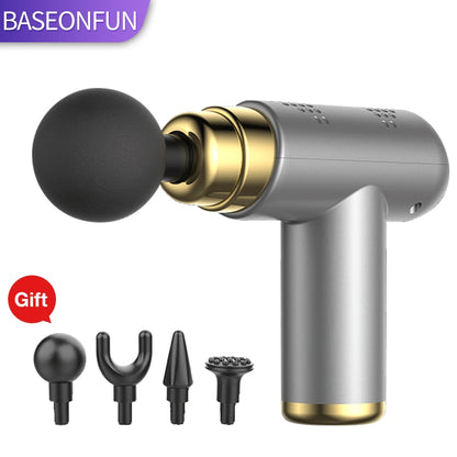 BASEONFUN Portable Massage Gun Percussion Pistol Massager For Body Neck Deep Tissue Muscle Relaxation Gout Pain Relief