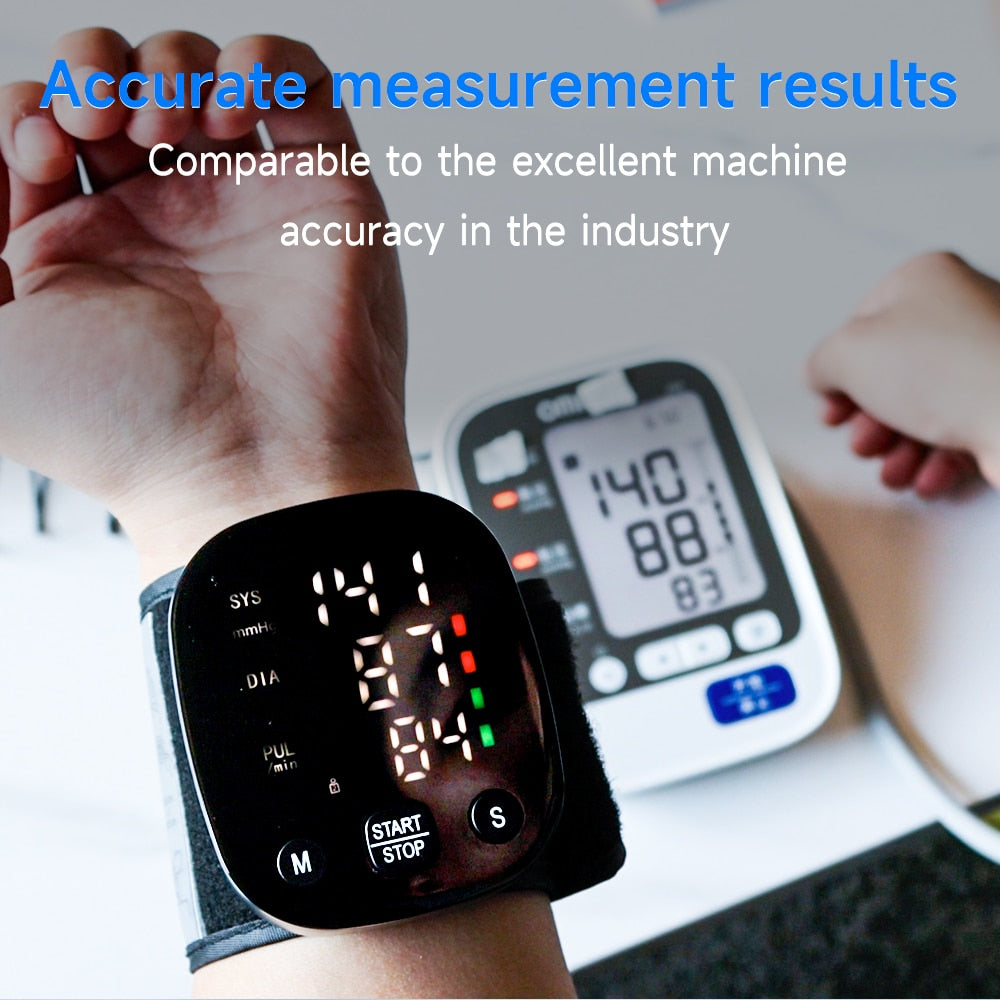 Yongrow Rechargeable Digital Wrist Blood Pressure Monitor Sphygmomanometer Tonometer Tensiometer Heart Rate Meter BP Monitor