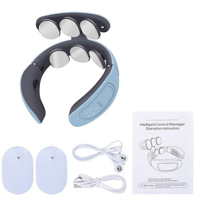 Masseur de cou pour soulager la douleur avec chaleur Massage électrique de la colonne cervicale du cou USB Rechargeable Relaxation du cou Dispositif de soins de santé à domicile