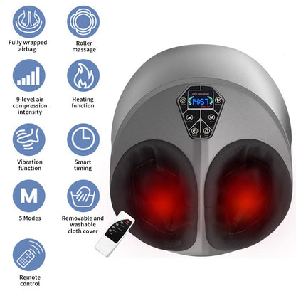 Jinkairui 220V Electric Antistress 3D Shiatsu Kneading Air Pressure Foot Massager Infrared Foot Care Machine Heating Deep Relax