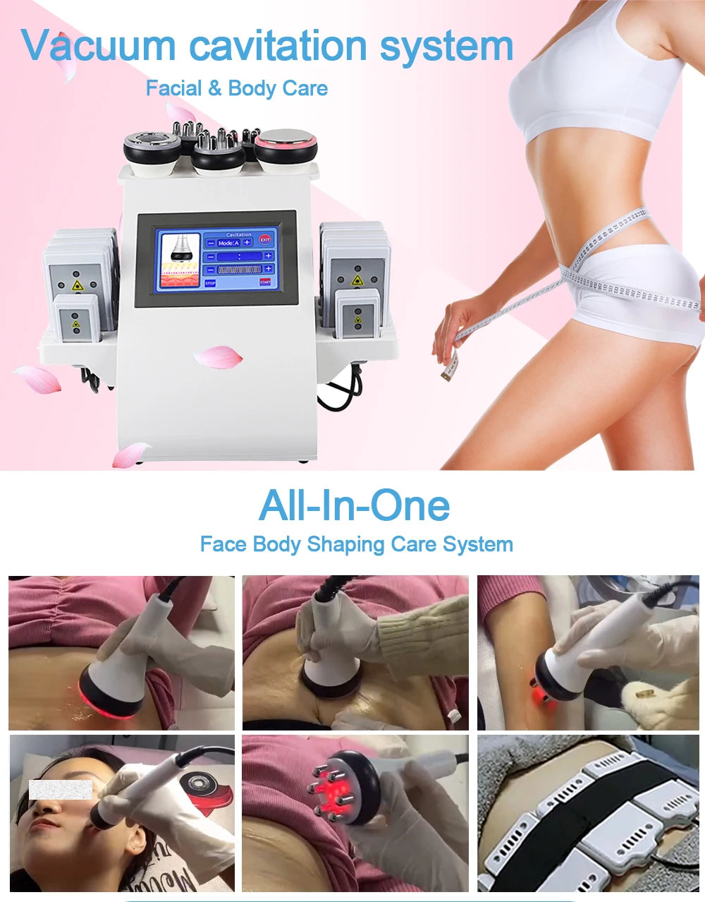 Ultrasonic massager for cellulite, slimming, and firming skin with RF technology.