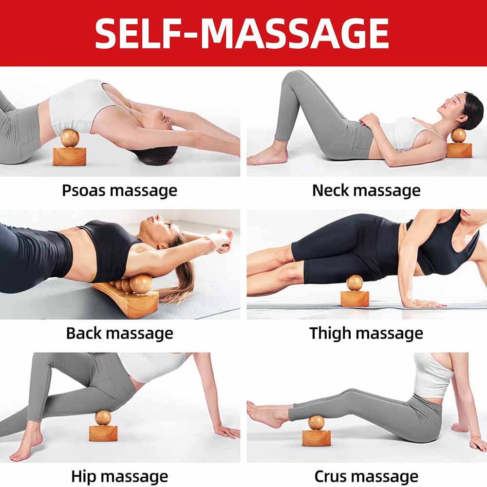 Massagem de Liberação do Músculo Psoas 6 Cabeças de Massagem Ferramenta Disponível Alívio da Fadiga Relaxamento Corporal Ponto de Gatilho Massageador de Terapia com Madeira