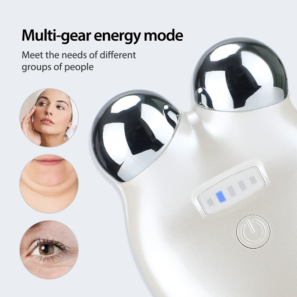 Microcurrent Face Roller Massager Face Lifting Machine 3D Facial Massage Roller Anti Wrinkle Tighten Skin Rejuvenation Skin Care