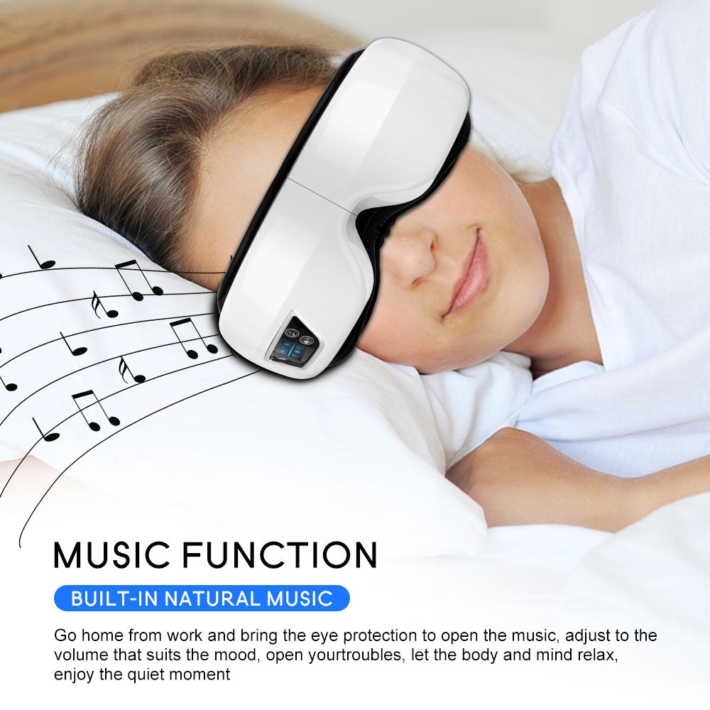 Eye Massager 6D Smart Airbag Vibration Eye Care Instrument Hot Compress Bluetooth Eye Massage Glasses Fatigue Pouch &amp; Wrinkle