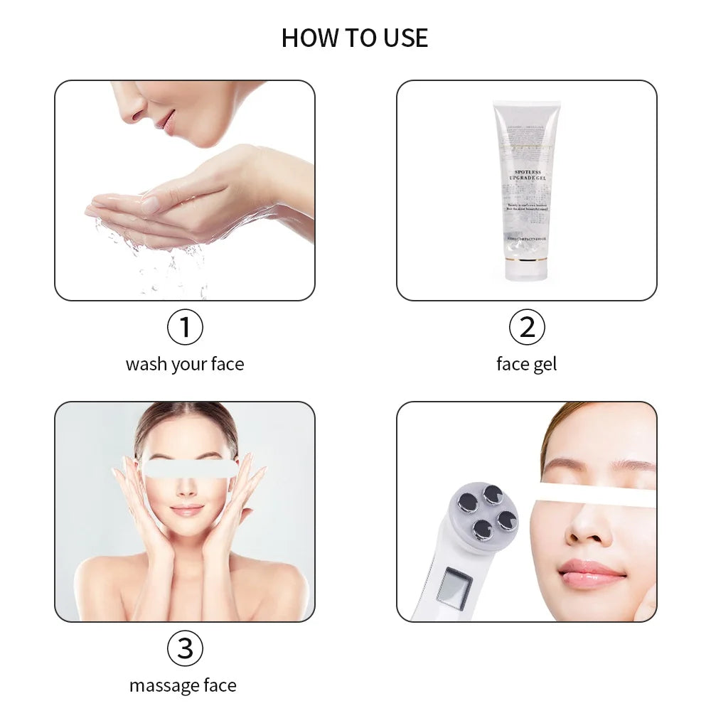 Multi-functional device for radio frequency, electroporation, and photon therapy to improve skin tone and reduce wrinkles.