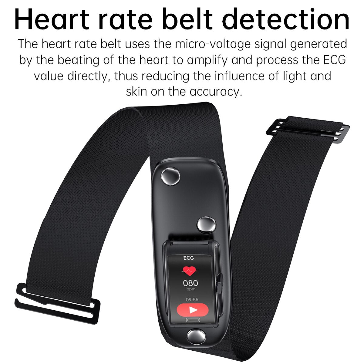 heart rate belt uses micro-voltage signal generated by beating of the