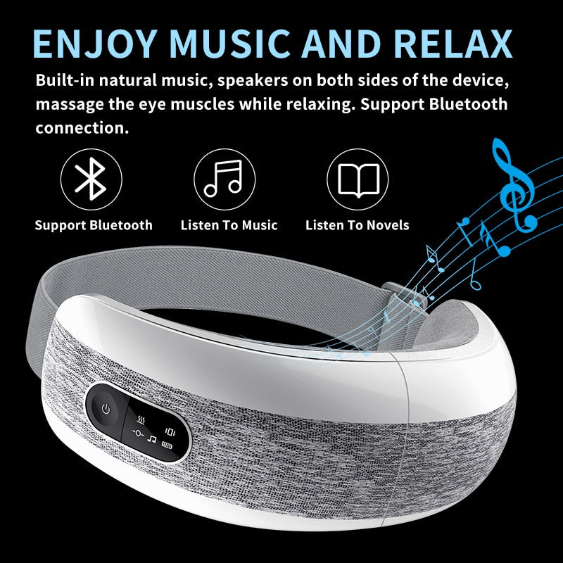 Jeeback OVICX/XGEEK Massageador para os olhos E6 Máscara para os olhos Música Magnético Pressão de ar Bluetooth Aquecimento Vibração Massagem Relaxe Óculos Presente