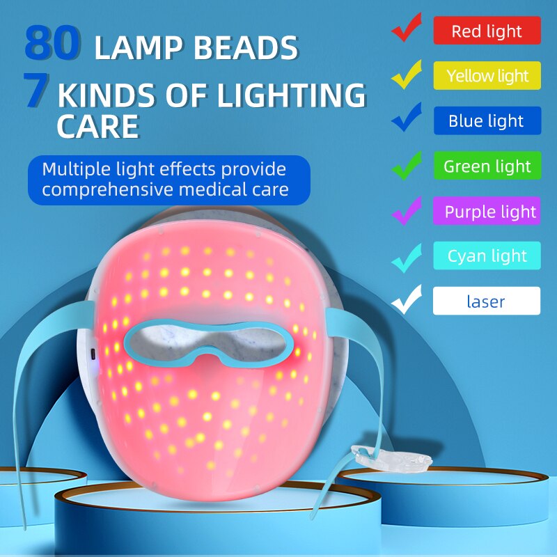 Máscara de belleza LED de siete colores para el hogar, instrumento de máscara de rejuvenecimiento de fotones, instrumento de belleza Facial para el cuidado del tono de la piel