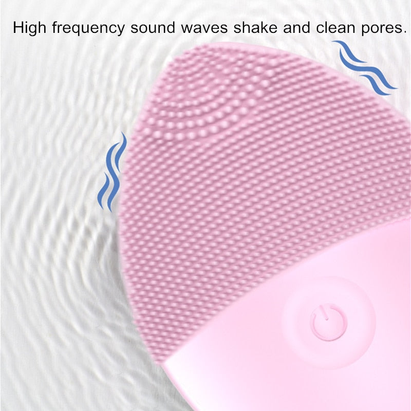 High frequency sound waves shake and clean pores