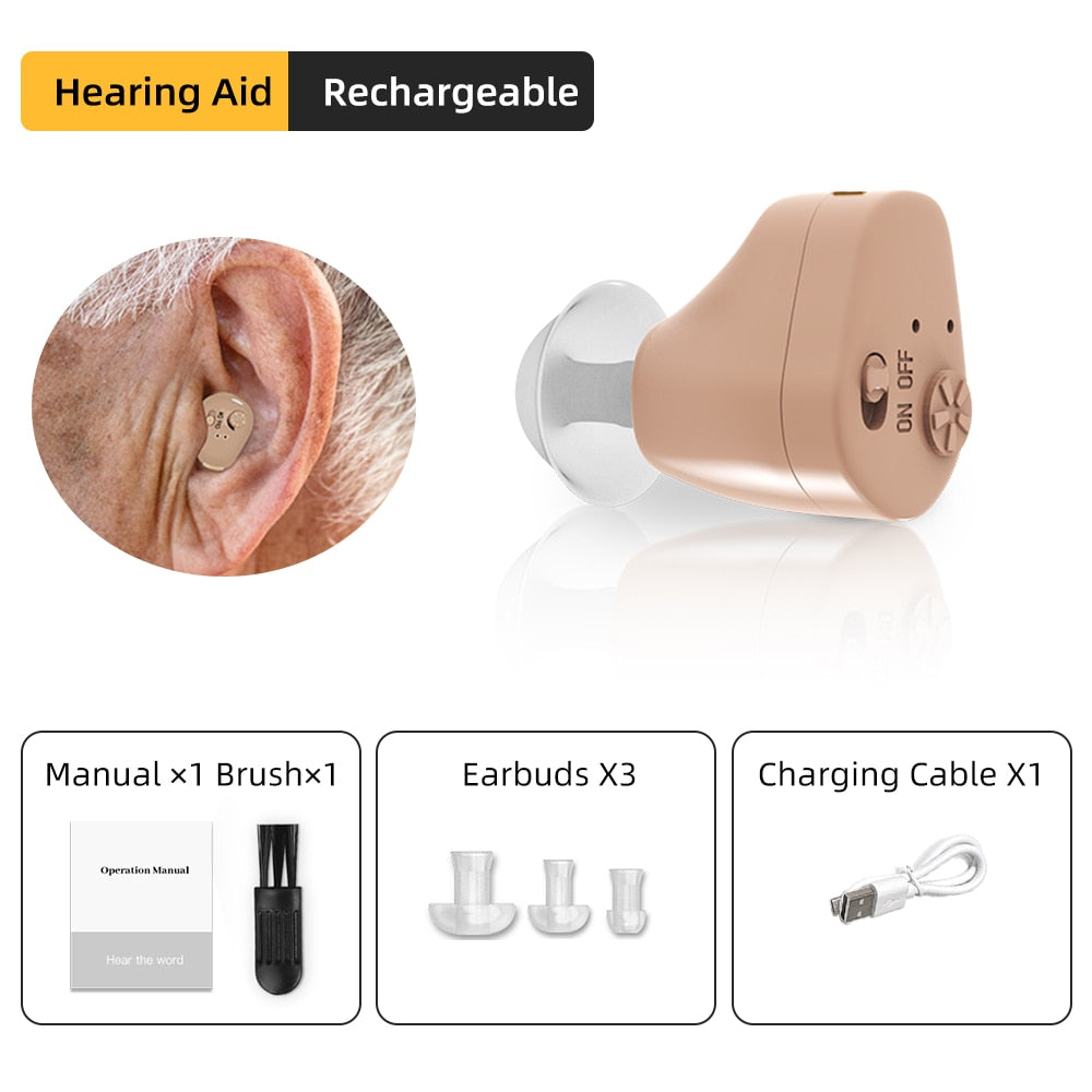 Hearing Aids Rechargeable Sound Amplifier Hearing Aid for the Deafness Behind Ear Adjustable Amplifier Speaker Amplified