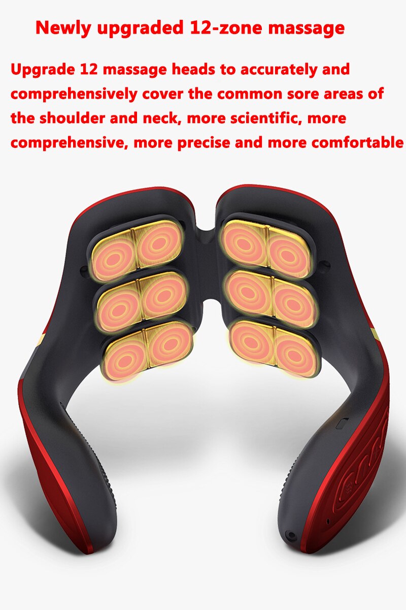 Electric Smart Cervical Neck Massage 12Head Heat Massage Machine For Neck Health Care Should Neck Massage Instrument Treat Pain