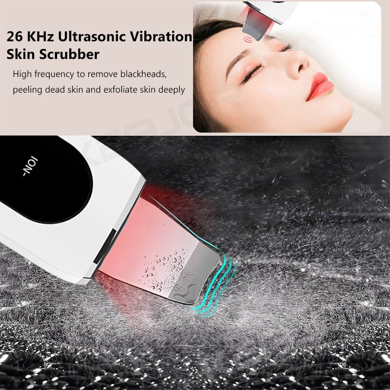 Ultrasonic Skin Scrubber Remove Blackhead Cleaning Deep Face Cleaner Ultrasonic Shovel Facial Peeling Cleaning Acne 26000hz