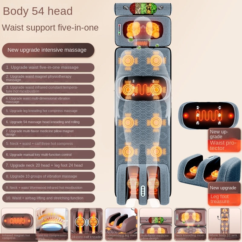 Neck Back Foot Full Body Pain Relief RelaxationElectric Massage Mattress Moxibustion Magnet Therapy Vibrating Kneading Mat