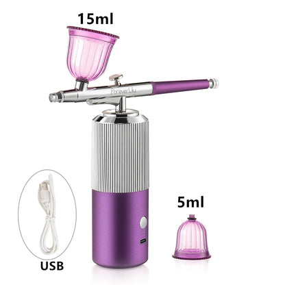 Oxygen Injector Mini Air Compressor Kit Air-Brush Paint Spray Gun Airbrush For Nail Art Tattoo Craft Cake Nano Fog Mist Sprayer