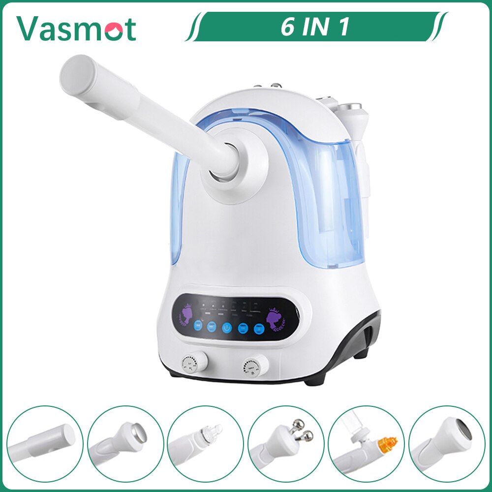 6IN1 Hydrogen Oxygen Small Bubble Facial Beauty Hot Cold Facial Steamer Spray Hydrafacial Deep Cleansing RF Bio-Lifting Machine