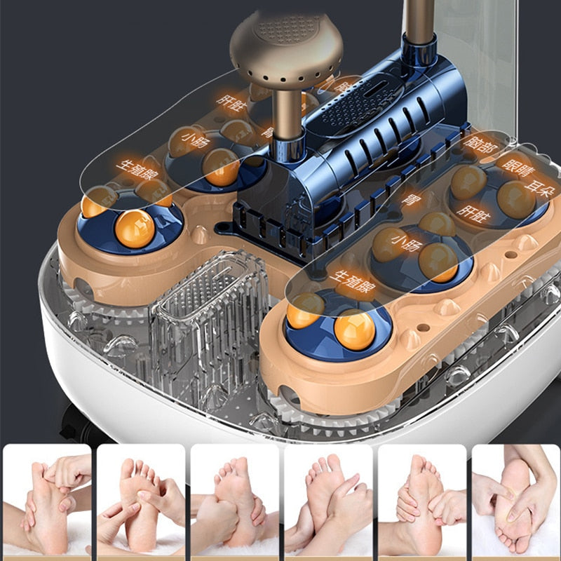 Foot Spa Bath Massage with Heat Bubbles Digital Temperature Control Motorized Pedicure Massage Adjustable Time Pedicure Spa Home