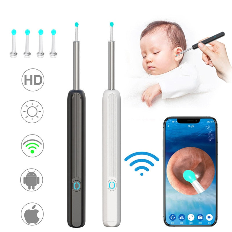 Smart Visual Ear Sticks Endoscópio 500 W de alta precisão Earpick Mini câmera Otoscópio Cuidados com a saúde Limpador de ouvido para iPhone Android